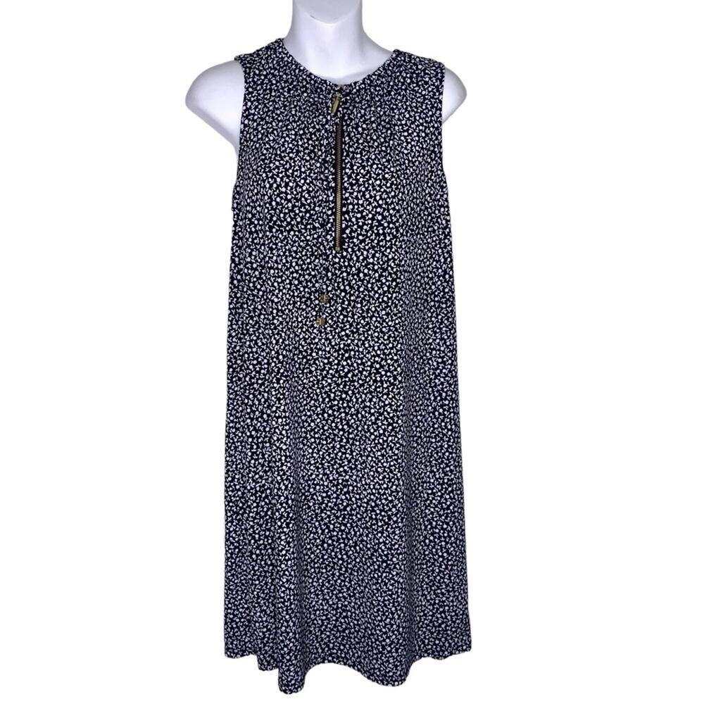 Michael Michael Kors Shift Dress Women Medium Sleeveless Black and White Print *